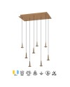 ANDRÓMEDA * Colgante Cuadrado 8xLED 5W 3000K W/T Cristal